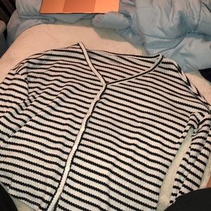 button up striped sweater